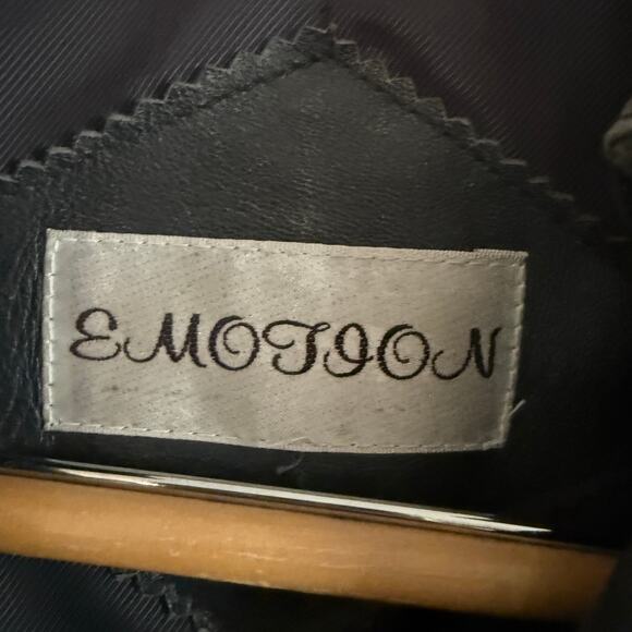 80s Vintage Emotion Dark Gray Leather Trench Coat with Belt | Small Retro - Picture 6 of 10